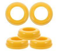 BESTonZON 5 Collares de Rosca para Biberón de Plástico Pp Reutilizables, Color Amarillo, Resistentes y Seguros para Botellas de Cuello Ancho en Paquete de 5 Piezas