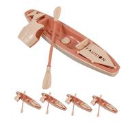 BESTonZON 5 Juegos Miniature Plastic Canoe Model with Paddles Life Vest Oars Water Toy Dollhouse Outdoor Adventure Party Accessories
