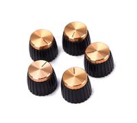 BESTonZON 5 Piezas empujar la pedales de guitarra perillas de puntero perillas de oro perillas de guitarra perillas negras amplificador partes de guitarra de guitarra Golden