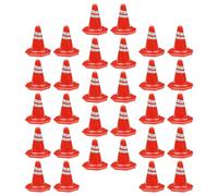 BESTonZON 50 Piezas De Plástico Mini Señales De Tráfico De Carretera Conos De Tráfico Conos De Seguridad Señal De Barricada Señales De Tráfico Para Niños-Rojo