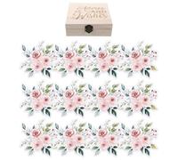 BESTonZON 50 Tarjetas Dobles para Shower con Predicciones y Consejos para Padres Caja de Madera para Recuerdos Juego Interactivo de Adivinanzas y Deseos para Recién Nacidos