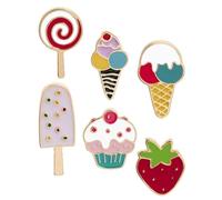BESTonZON 6 Broches de Aleación Diseños Adorables de Helado, Fresa y Piruleta, Ligeros y Cómodos para Uso Diario y Decoraciones de Dulces para Fiesta