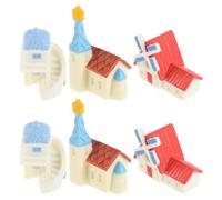 BESTonZON 6 Piezas Casas de Pueblo Pequeñas de Resina, Casas en Miniatura para Manualidades, Decoración de Escena en Miniatura para Hogar y Patio, Diseño Realista, Detalles Intrincados,