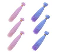 BESTonZON 6 Piezas de Pelucas Rectas Degradadas para Muñecas Tiras de Cabello Sintético Resistente a Altas Temperaturas 100 X 15 CM Accesorios para Manualidades y Bricolaje de Muñecas
