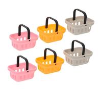 BESTonZON 6 Piezas Miniaturas Cestas de Compras para Casa de Muñecas Cestas Pequeñas de Supermercado Colores Naranja Rosa y Gris para Imaginación y Almacenaje Pequeño