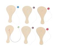 BESTonZON 6 Piezas Raqueta Madera Palanquilla Blanca Tablero Dibujo para Niños Pequeños Pelota Pádel con Cuerda Pelotas Saltarinas para Niños Playa Cubierta Madera Niño Pequeño