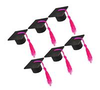BESTonZON 6piezas Mini Tapa De Botella De Vino Forma De Doctorado Adorable Decoración De Franja para Fiestas De Graduación Accesorio para Botellas De Cerveza Flecos Rosados