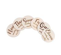 BESTonZON 6piezas Tarjetas de Logros Mensuales de Madera Tarjetas Conmemorativas de Crecimiento para Bebés para Fotos de Recuerdo el Primer Año