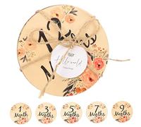 BESTonZON 6piezas Tarjetas Mensuales De Madera Para Bebés Doble Cara Accesorios Para Fotografía y Decoración De Habitaciones Captura De Momentos Especiales El Primer Año