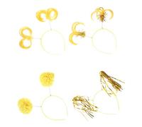 BESTonZON 8 Diademas Amarillas Pompones de Borlas para Mujer Accesorios para Cabello de Fiesta y Cumpleaños Diademas con Moño 8 Piezas para Eventos y Festivales