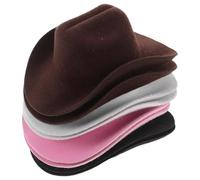 BESTonZON 8 Piezas Mini Sombreros Vaquera EVA para Muñecas Sombreros Western Blanco Negro Marrón y Rosa Accesorios de Fiesta y Disfraz Infantil