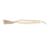 BESTonZON Abrazadera Decorativa para Cortina Cuentas de Madera Beige | Cuerda Tejida a Mano, Borlas Elegantes y Simples, para Dormitorio y Cumpleaños