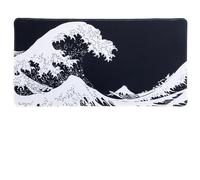 BESTonZON Alfombrilla de Ratón para Ordenador de Goma Antideslizante Diseño Japonés The Great Wave Tamaño Grande 300X600X3Mm para Oficina y Juegos Accesorio de Escritorio Moderno