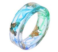 BESTonZON Anillo Artesanal de Resina Lámina de Oro Diámetro 17Mm Accesorio Creativo para Mujer Joyería Única para Fiestas y Uso Diario
