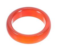 BESTonZON Anillo de Banda de Ágata Natural Rojo para Mujer, Elegante y Simple, Hecho de Cornalina, Adecuado para Cocktail y Eventos de Noche