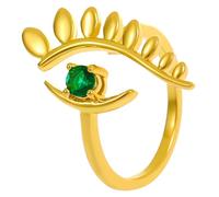 BESTonZON Anillo del Mal de Ojo para Mujer Circonita Microengastada Diseño Geométrico Abierto Aleación Dorada 14K Anillo Moderno para Uso Diario y Fiestas