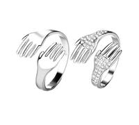 BESTonZON Anillo Moda para Dedo Conjunto de 2 Piezas Anillo Liso de Circonita Material Seguro y Resistente Joyería Decorativa Elegante para Boda y Uso Diario