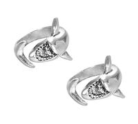 BESTonZON Anillos Ajustables de Aleación Forma de Tiburón en Plata, Set de 2 Piezas para Mujer, Diseño Realista y Elegante, Ideales para San Valentín y Navidad