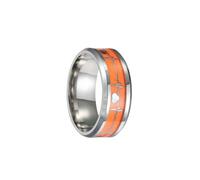 BESTonZON Anillos de Pareja Unisex Acero Inoxidable Noctilucentes Diseño Electrocardiografía para Boda Ceremonia y Obsequio Talla 7 Naranja