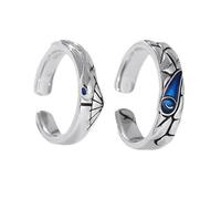 BESTonZON Anillos de San Valentín para Anillos de Dedo Diseño de Ojo Vintage en Cobre Juego de 2 Piezas Unisex Joyería Decorativa para Mujer y Hombre Obsequio Romántico