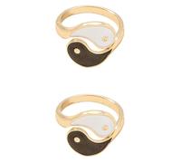 BESTonZON Anillos Vintage de Aleación Diseño de Ocho Trigramas Ajustables Color Dorado 2 Piezas para Mujer Joyería Creativa Símbolo Tai Chi y Uso Diario