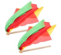 BESTonZON Baquetas De Tambor De Cintura De Madera Maciza 25 Cm Con Cintas Rojas, Amarillas y Verdes Para Gimnasia Rítmica Infantil y Adultos, Accesorio Para Tambor De Batalla y Danza Artística