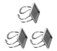 BESTonZON Base para Anillos Ajustable y Diseño Minimalista Color Plata Perfil Cuadrado 3 Piezas de Acero Inoxidable para Procesos Creativos y Fabricación de Joyas