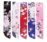 BESTonZON Bolsa para Abanico Plegable Japonesa Funda de Seda Doble Capa Estampado Floral 5 Unidades de Colores Surtidos Organizador Portátil para Abanicos de Mano Adecuado