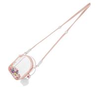 BESTonZON Bolsa Transparente para Muñeca Pequeña con Correa Colgante Estuche Portátil Antipolvo de PVC Rosa con Adorno de Campana y Pompón Soporte para Bálsamo Labial Adecuado para