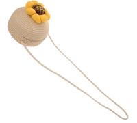 BESTonZON Bolso Bandolera Infantil de Paja Tejido a Mano Mini Bolso Cruzado Beige para Niñas Ligero y Práctico para Verano y Playa