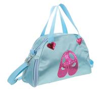 BESTonZON Bolso de Hombro para Niña Azul Estampado de Zapatillas de Ballet, Mochila de Baile para Ropa y Zapatos, Bolsa Ligera y Espaciosa para Ballet, Danza Latina y Actividades Escolares