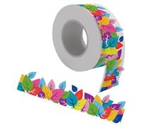 BESTonZON Borde Adhesivo Decorativo para Tablón de Anuncios Diseño de Hojas Infantiles Resistente al Agua Autoadhesivo y Fácil de Despegar Rollo de 1 Unidad Adecuado para Aula y