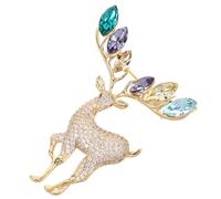 BESTonZON Broche de Ciervo Navideño Gemas de Imitación Pin de Solapa para Mujer Accesorio Vintage para Suéter y Vestido Broche Decorativo Elegante para Bufanda 1 Pieza