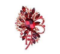 BESTonZON Broche de Cristal Rojo para Mujer Accesorio Decorativo de Aleación y Vidrio Broche de Gemas de Imitación para Ropa Bufandas y Bolsos Elegante y Ligero Uso Diario