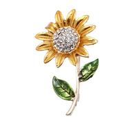 BESTonZON Broche de Girasol Gemas de Imitación, Aleación, Color Amarillo, 1 Unidad, Accesorio para Ropa y Vestidos, Broche de Flores para Bodas y Fiestas, Joyería Femenina Elegante