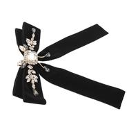 BESTonZON Broche para Chaqueta Vintage Lazo de Cinta de Terciopelo Negro Broche de Pajarita Pedrería Brillante para Mujer Accesorio Elegante para Blusas Vestidos y Eventos Formales