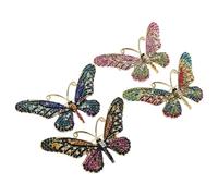 BESTonZON Broches de Grandes Mariposas de Aleación con Pedrería Brillante 4 Piezas Accesorio Vintage para Mujer Adecuado para Bodas Fiestas y Decoración de Solapas