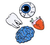 BESTonZON Broches Decorativos Creativos de Órganos Humanos, Esmalte de Metal, Forma de Cerebro, Corazón, Ojo y Diente, Set de 4 Piezas, para Mochilas y Ropa, Accesorios de Moda para Fiestas