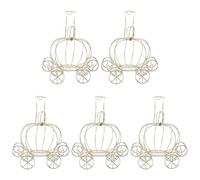 BESTonZON Caja de Dulces Metálica Forma de Carruaje de Calabaza para Boda, 5 Unidades, Diseño Hueco Decorativo para Recuerdos de Fiesta, Regalos Originales para Invitados