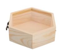 BESTonZON Caja de Madera de Pino Hexagonal con Tapa de Cristal Caja Decorativa sin Pintar para Almacenamiento Multiusos de Joyas y Flores Secas Cofre del Tesoro para Obsequio Especial
