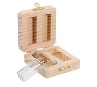 BESTonZON Caja Recuerdos Bebé de Madera y Cristal, 2 Frascos Cierre a Presión para Guardar Cabello Fetal y Cordón Umbilical, Decoración para Hogar Estilo Aleatorio