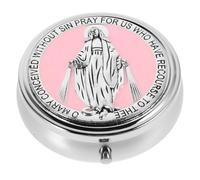 BESTonZON Caja Redonda Para Guardar Baratijas Rosario Pequeñas Baratijas Rosario Estuche Para Joyas Cuenco Para Oraciones Porta Joyas Vintage Cruz De Oración Recuerdo Aleación De