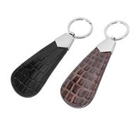 BESTonZON Calzadores Multifuncionales de Cuero PU con Llavero Mini Tamaño Portátil Diseño Crocodilo Colores Negro y Marrón Accesorios Prácticos para Viaje y Cuidado de Zapatos