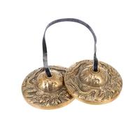 BESTonZON Campana y Sonido Agradable para Meditación de Latón Dorado de Platillo Diseño de Correa y Yoga para Terapia Sonora y Prácticas Espirituales