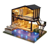 BESTonZON Casa de Muñecas Miniatura Cabaña DIY Juguete de Montaje Manual Decoración Creativa para Sala de Estar Regalo para Niños Fácil de Construir 1 Pieza