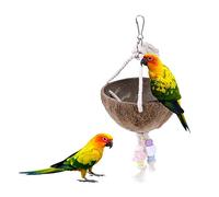 BESTonZON Cesta Colgante Natural para Pájaros Columpio, Juguete de Madera para Loro, Nido Decorativo Multicolor, Suministros para Aves Pequeños, Accesorio Masticable para Jaula