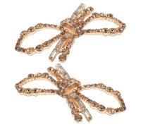 BESTonZON Clips para Zapatos de Tacón Lazo Decorativo, Accesorios Metálicos Gemas de Imitación, Color Dorado Claro, para Novia y Fiesta, Versátiles para Varios Tipos de Calzado