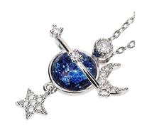 BESTonZON Colgante de Cuello y Planeta Luna Estrella Collar para de Mujer Decoración en Cobre Elegante y Único Festivas para Cenas Fiestas
