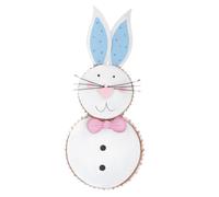 BESTonZON Colgante de Iron Art Conejo Dibujos Animados Rosa Moño para Decoración de Pared Jardín Exterior Patio Resistente al Clima Esculturas Murales Creativas