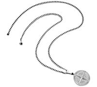 BESTonZON Collar Colgante de Brújula de Acero Inoxidable, Gargantilla Vintage Unisex, Diseño Retro en Color Acero, Joyería de Cuello para Uso Diario y Obsequio Especial